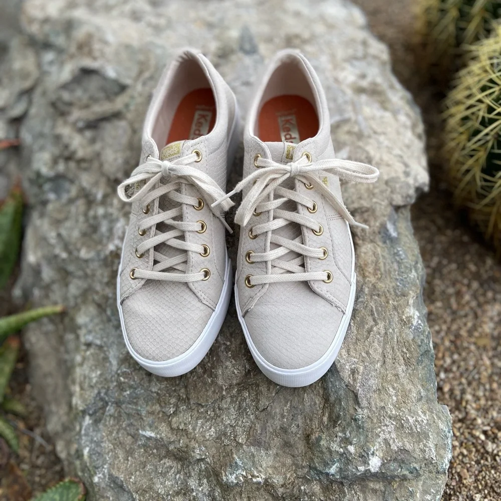 KEDS Tan Lace-Up Sneakers with Snake Print Texture ⭐️Excellent Condition - Picture 10 of 14